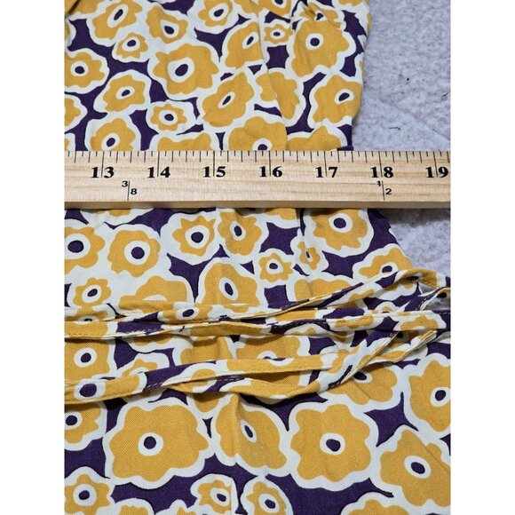 Corey Lynn Calter Womens Yellow Floral Wrap Mini Dress Short Sleeve Size L‎ - Picture 9 of 11
